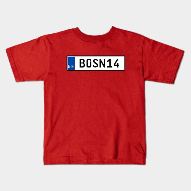 Bosnia car license plate Kids T-Shirt by Travellers